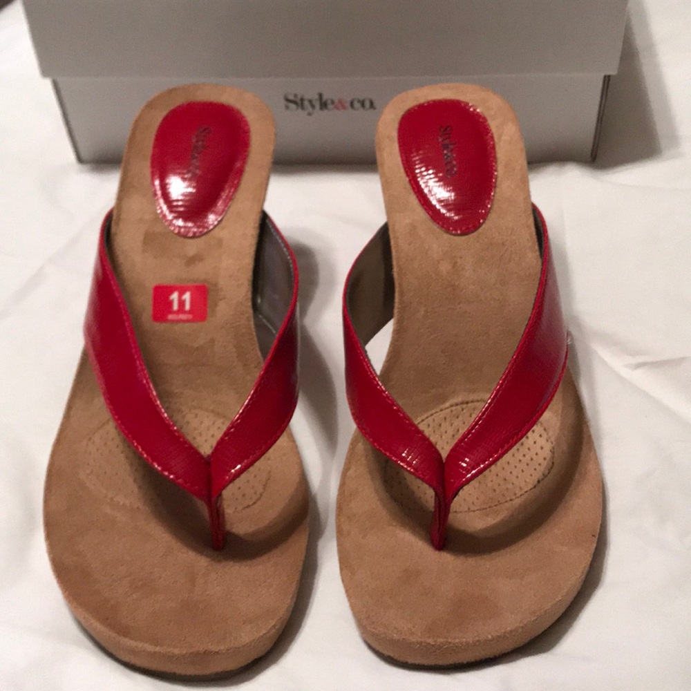 Thong Wedge Sandals never worn